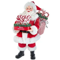 Kurt Adler Tabletop Items* 10.5-Inch Fabriche Santa With Candy Cane Tray