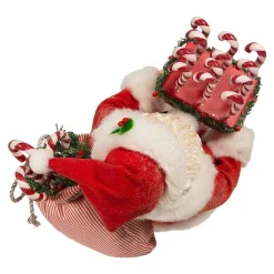 Kurt Adler Tabletop Items* 10.5-Inch Fabriche Santa With Candy Cane Tray