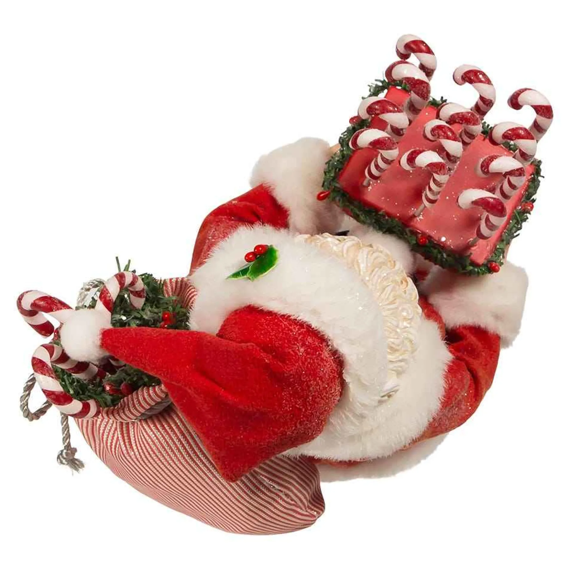 Kurt Adler Tabletop Items* 10.5-Inch Fabriche Santa With Candy Cane Tray