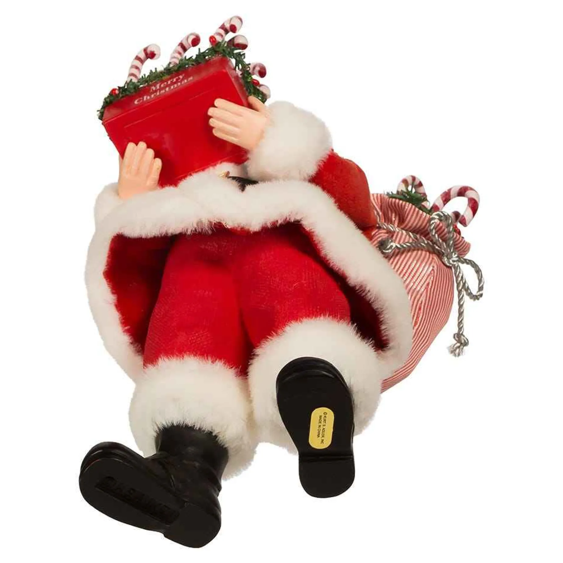 Kurt Adler Tabletop Items* 10.5-Inch Fabriche Santa With Candy Cane Tray