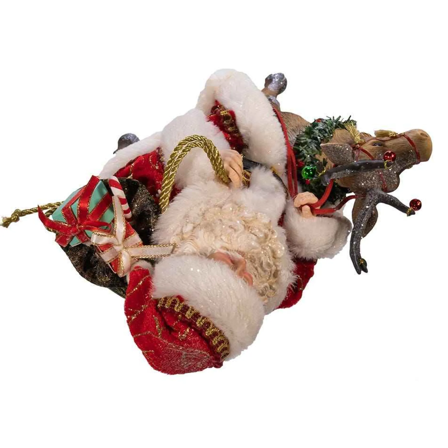 Kurt Adler Tabletop Items* 11.5-Inch Fabriche™ Santa On Reindeer