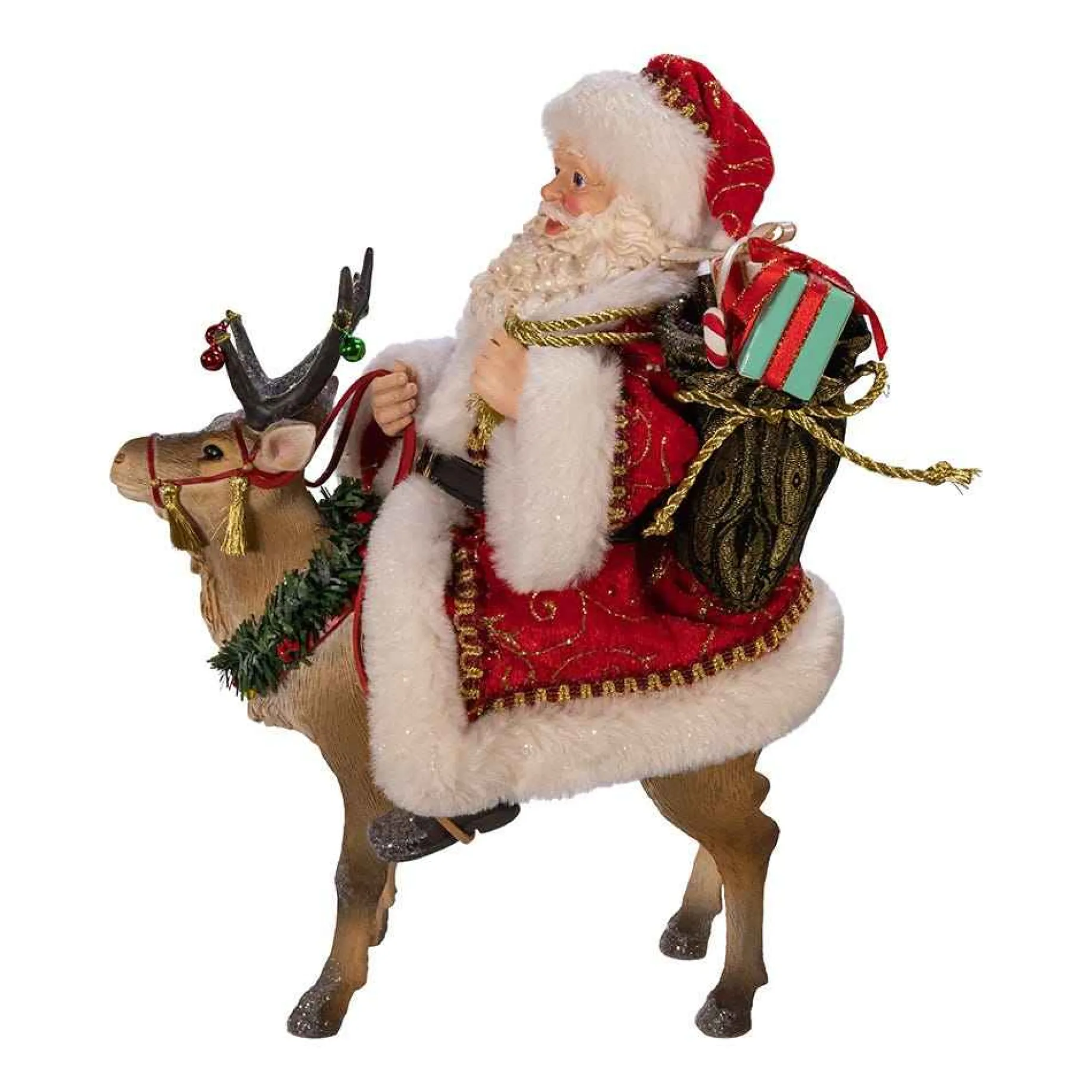 Kurt Adler Tabletop Items* 11.5-Inch Fabriche™ Santa On Reindeer