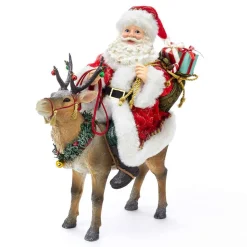 Kurt Adler Tabletop Items* 11.5-Inch Fabriche™ Santa On Reindeer