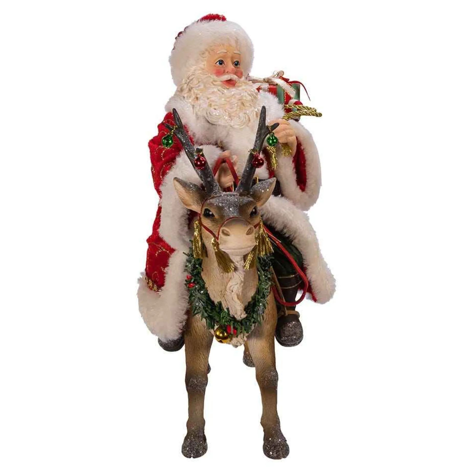 Kurt Adler Tabletop Items* 11.5-Inch Fabriche™ Santa On Reindeer
