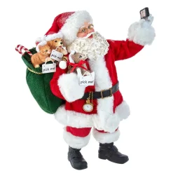 Kurt Adler Tabletop Items* 11-Inch Fabriche Santa Taking Selfie