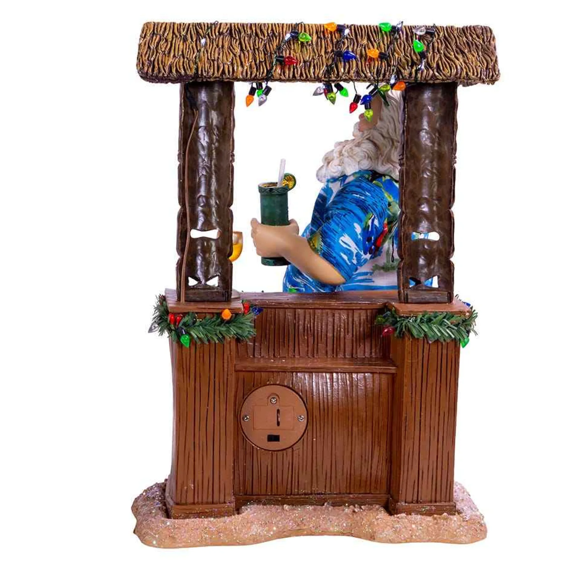 Kurt Adler Tabletop Items* 11-Inch Fabriche™ Beach Santa Sitting At Tiki Bar