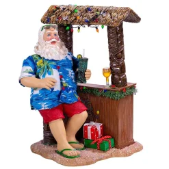 Kurt Adler Tabletop Items* 11-Inch Fabriche™ Beach Santa Sitting At Tiki Bar