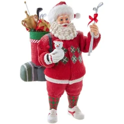 Kurt Adler Tabletop Items* 10.5-Inch Fabriche Golf Santa Table Piece
