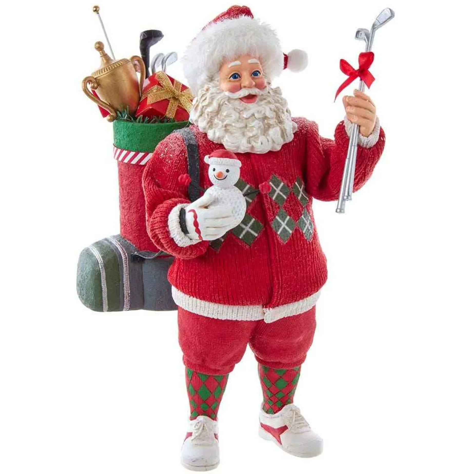 Kurt Adler Tabletop Items* 10.5-Inch Fabriche Golf Santa Table Piece