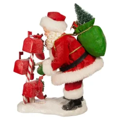 Kurt Adler Tabletop Items* 10.5-Inch Fabriche Santa Checking Mail