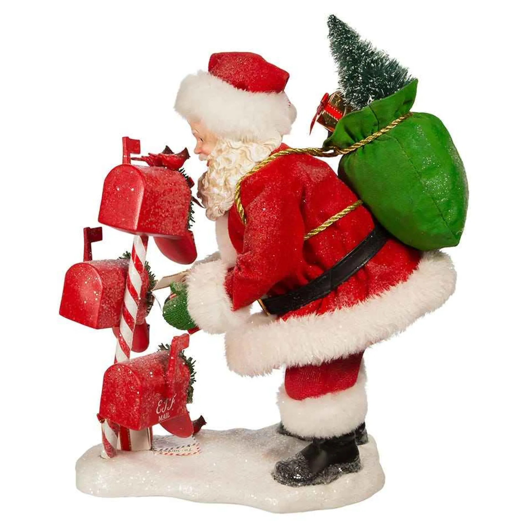 Kurt Adler Tabletop Items* 10.5-Inch Fabriche Santa Checking Mail