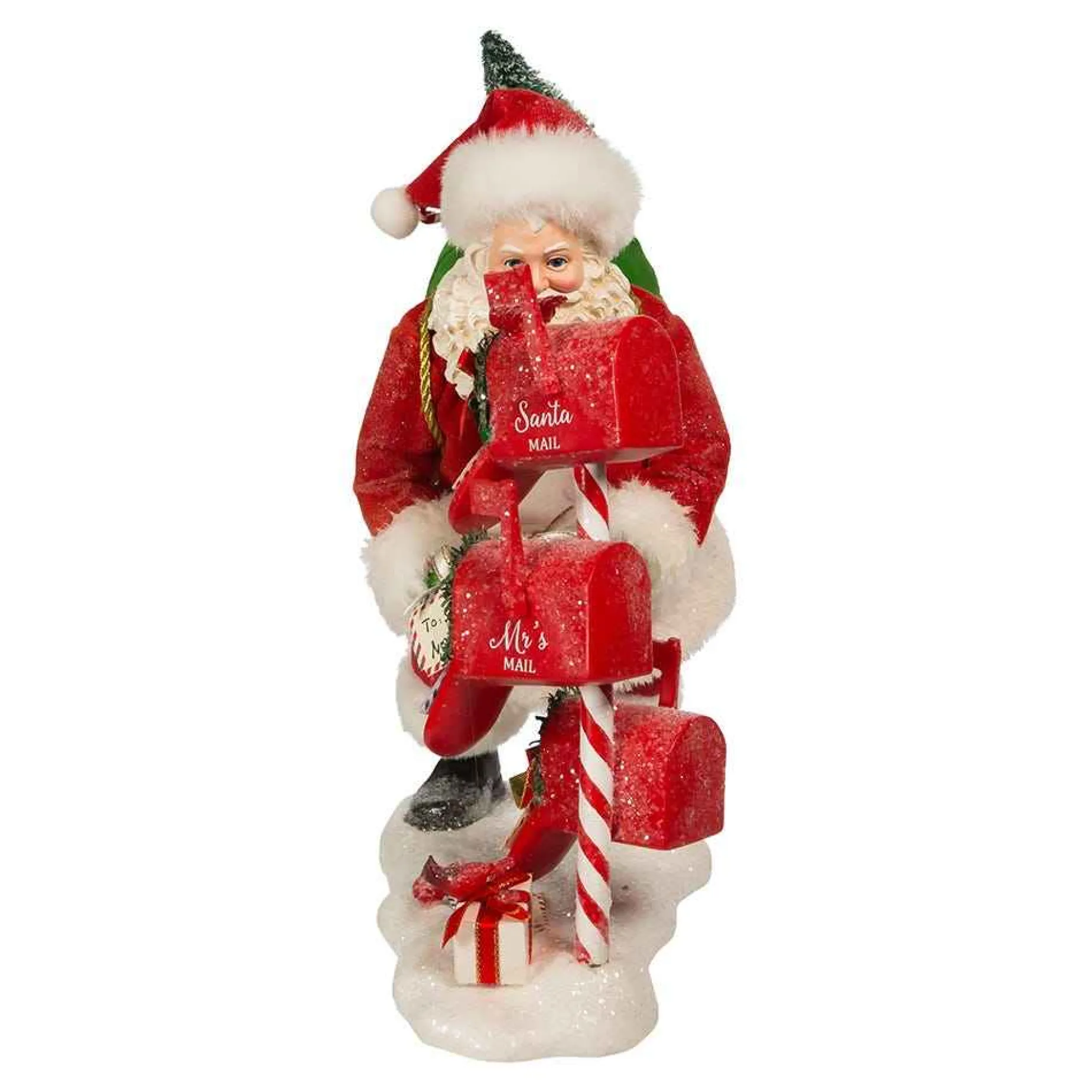 Kurt Adler Tabletop Items* 10.5-Inch Fabriche Santa Checking Mail