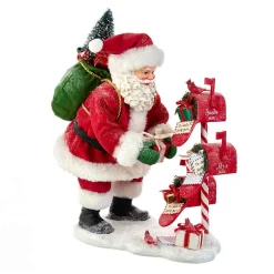 Kurt Adler Tabletop Items* 10.5-Inch Fabriche Santa Checking Mail