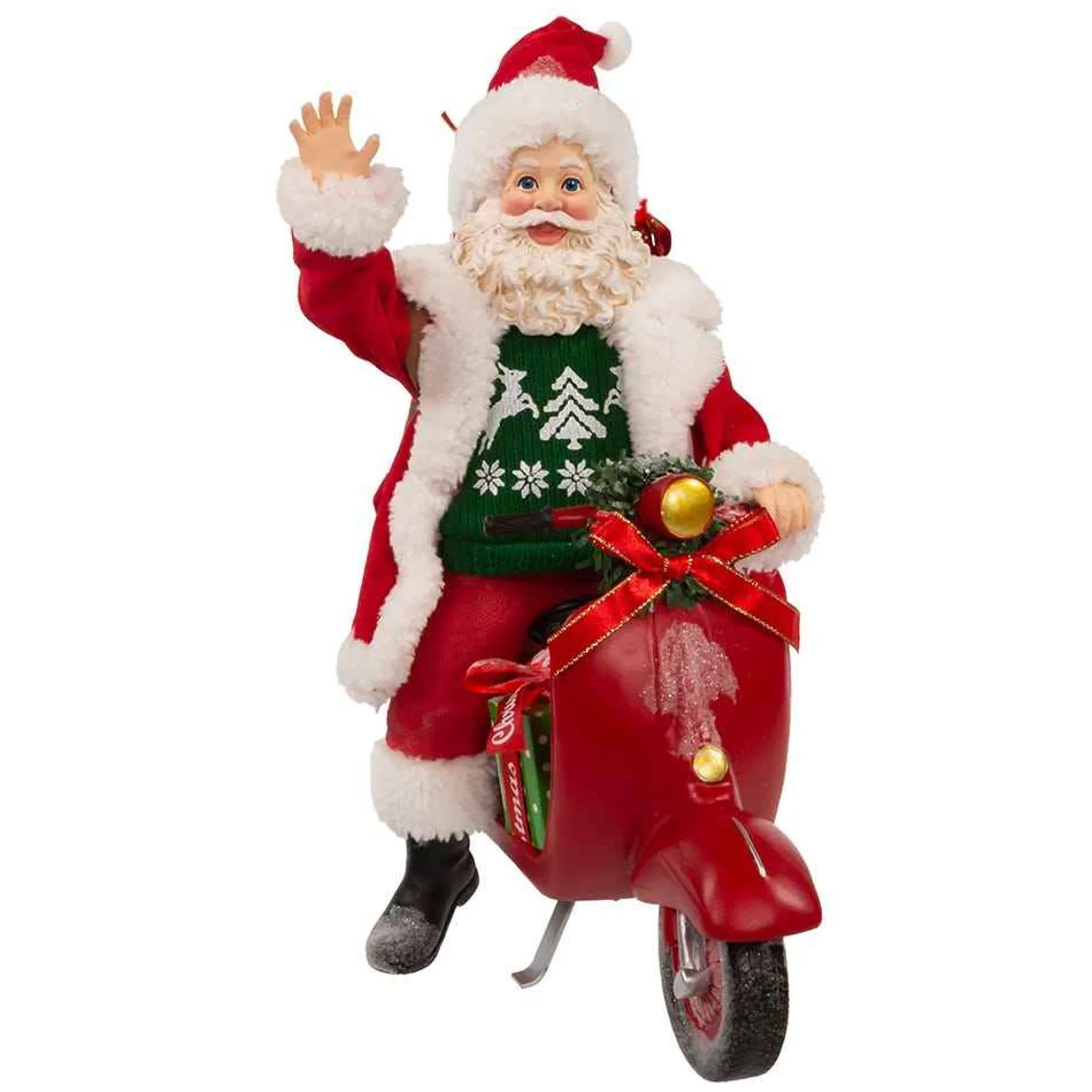 Kurt Adler Tabletop Items* 10-Inch Fabriche Santa On Scooter