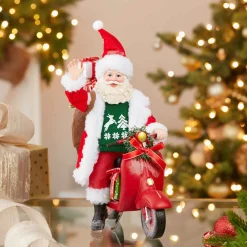 Kurt Adler Tabletop Items* 10-Inch Fabriche Santa On Scooter