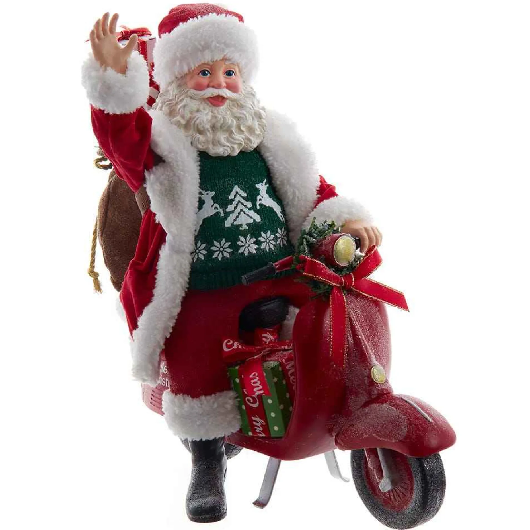 Kurt Adler Tabletop Items* 10-Inch Fabriche Santa On Scooter