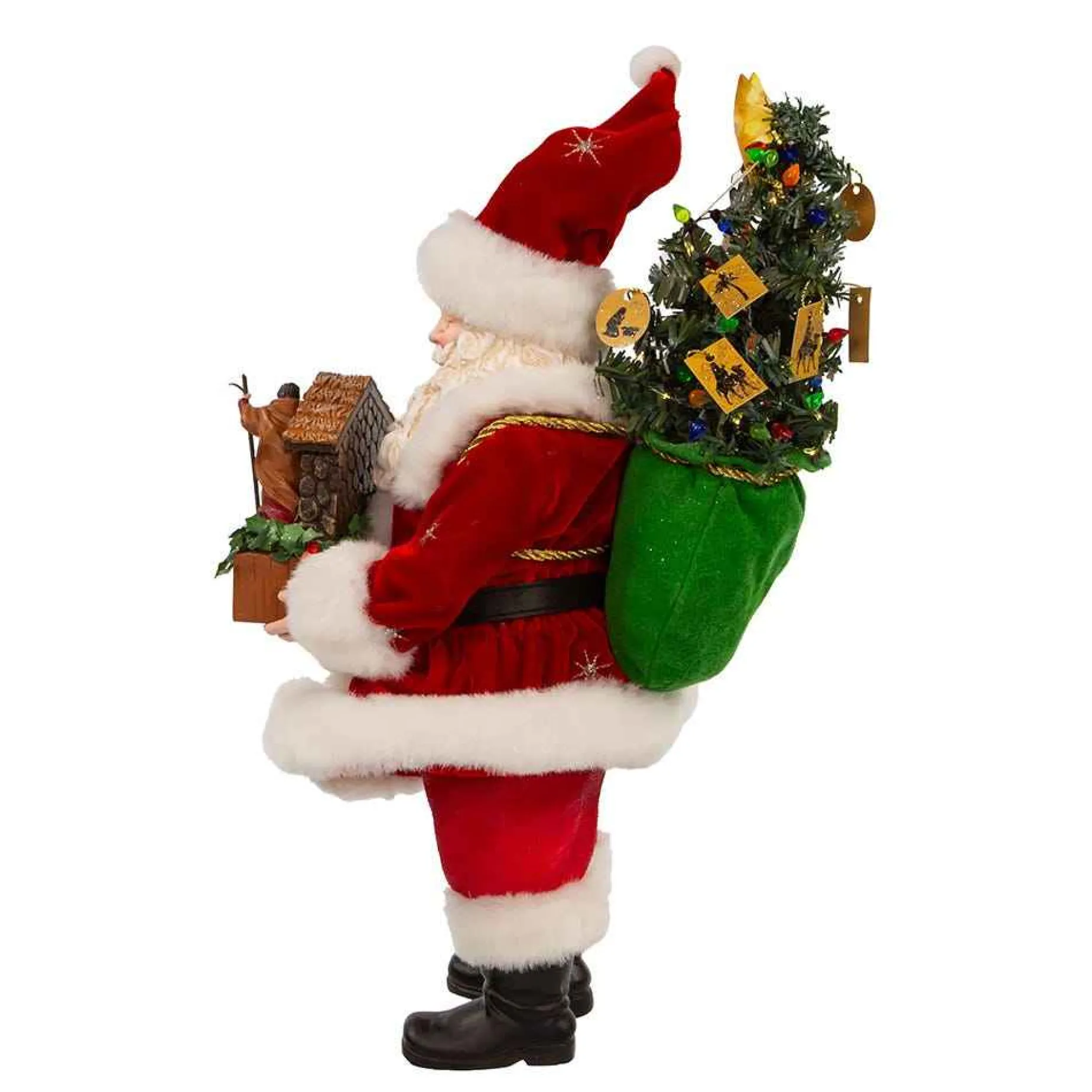 Kurt Adler Tabletop Items* 13-Inch Fabriche Battery-Operated Led Santa With Nativity Set