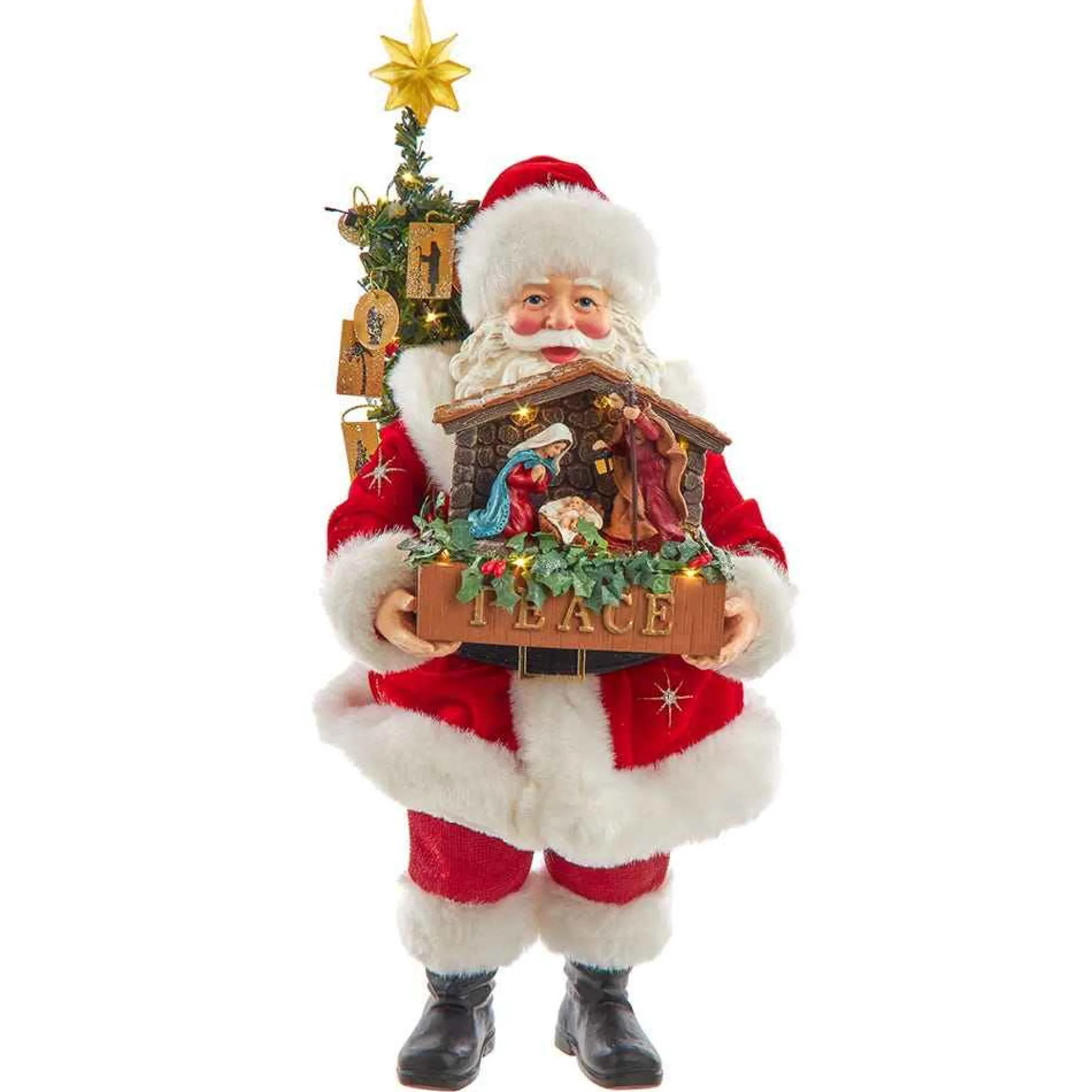 Kurt Adler Tabletop Items* 13-Inch Fabriche Battery-Operated Led Santa With Nativity Set