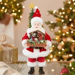 Kurt Adler Tabletop Items* 13-Inch Fabriche Battery-Operated Led Santa With Nativity Set
