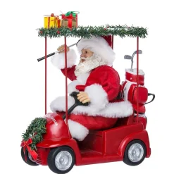 Kurt Adler Tabletop Items* 11.25-Inch Fabriche Santa Driving Golf Cart