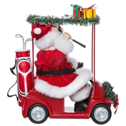 Kurt Adler Tabletop Items* 11.25-Inch Fabriche Santa Driving Golf Cart