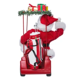 Kurt Adler Tabletop Items* 11.25-Inch Fabriche Santa Driving Golf Cart