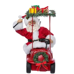Kurt Adler Tabletop Items* 11.25-Inch Fabriche Santa Driving Golf Cart