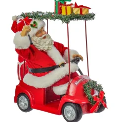 Kurt Adler Tabletop Items* 11.25-Inch Fabriche Santa Driving Golf Cart
