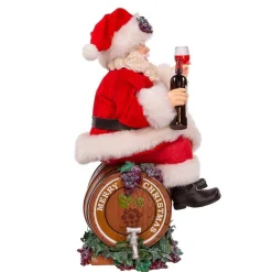 Kurt Adler Tabletop Items* 10.5-Inch Fabriche Santa Sitting On Wine Barrel