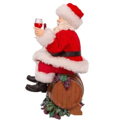 Kurt Adler Tabletop Items* 10.5-Inch Fabriche Santa Sitting On Wine Barrel