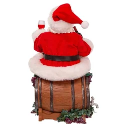 Kurt Adler Tabletop Items* 10.5-Inch Fabriche Santa Sitting On Wine Barrel