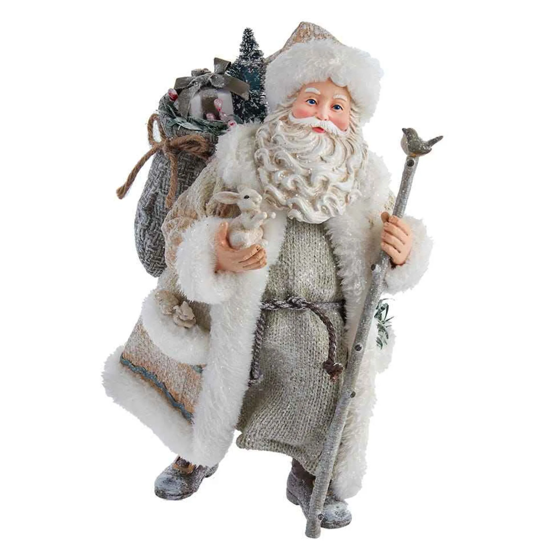 Kurt Adler Tabletop Items* 10.5-Inch Fabriche Snowy Woods Santa