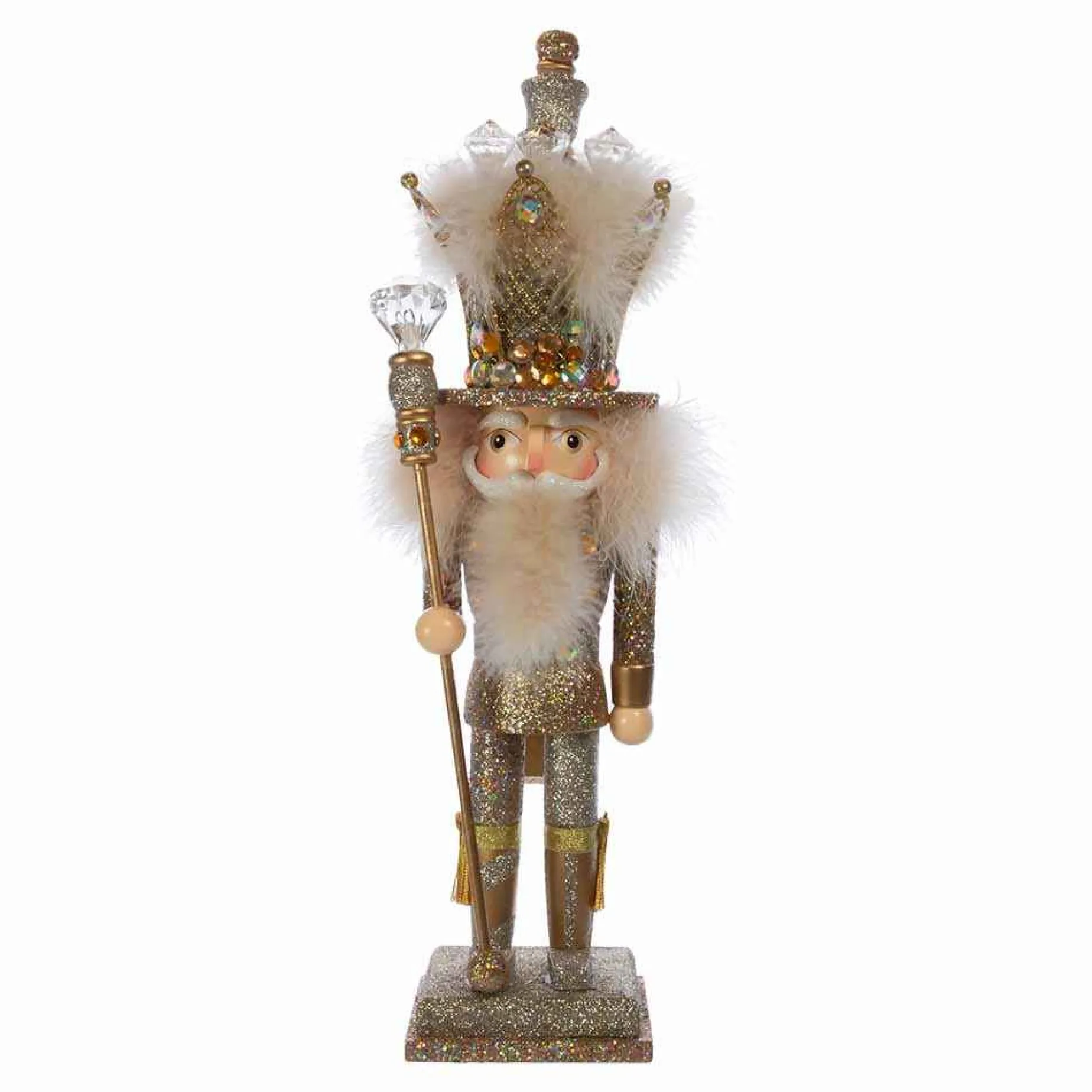 Kurt Adler Tabletop Items* 16-Inch Hollywood Platinum And Gold Glitter King Nutcracker