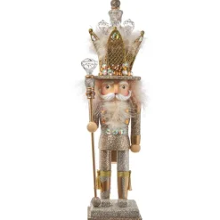 Kurt Adler Tabletop Items* 16-Inch Hollywood Platinum And Gold Glitter King Nutcracker