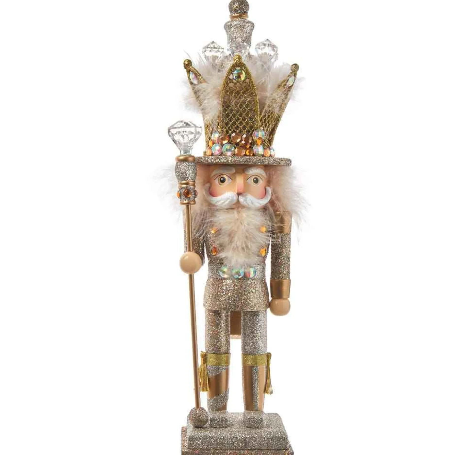 Kurt Adler Tabletop Items* 16-Inch Hollywood Platinum And Gold Glitter King Nutcracker