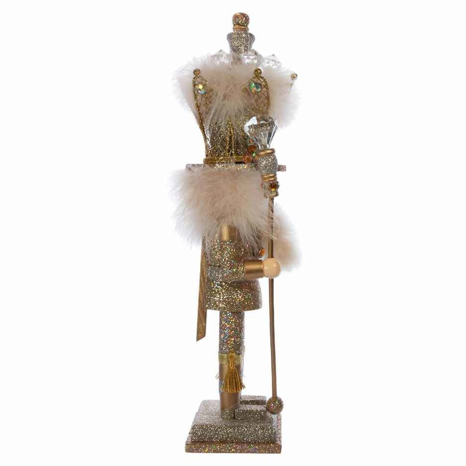 Kurt Adler Tabletop Items* 16-Inch Hollywood Platinum And Gold Glitter King Nutcracker