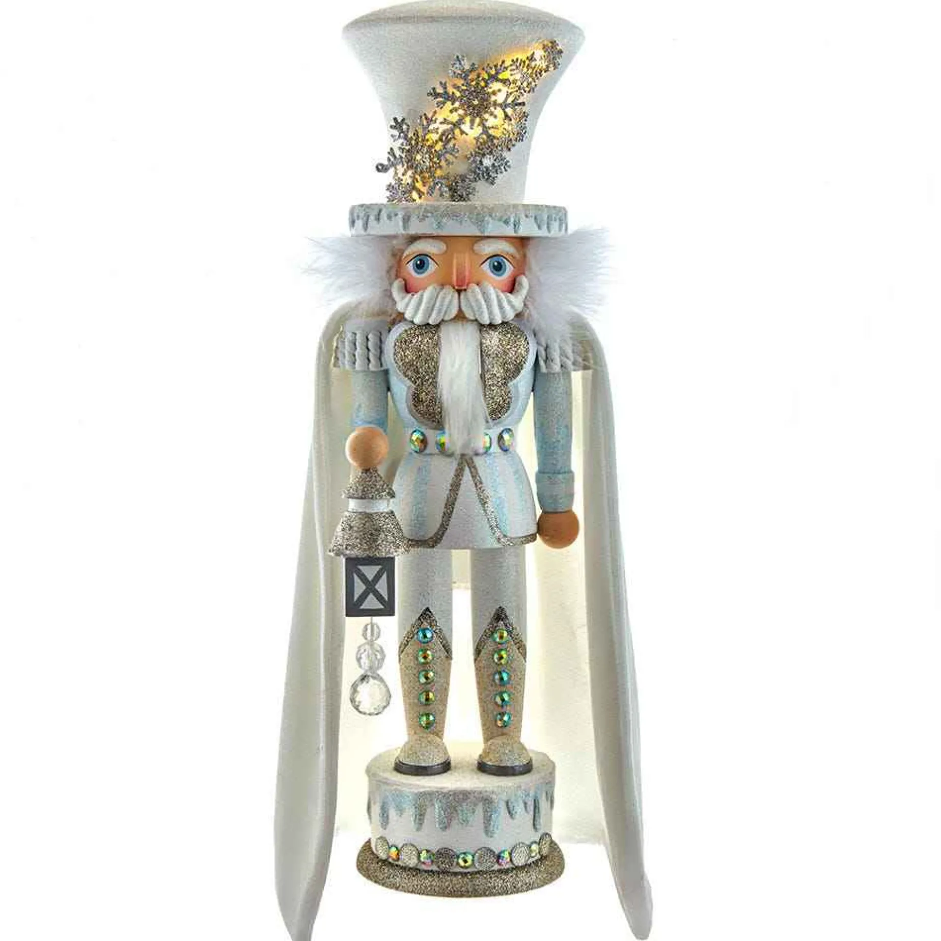 Kurt Adler Tabletop Items* 18-Inch Hollywood White Snowflake Soldier Battery-Operated Led Nutcracker