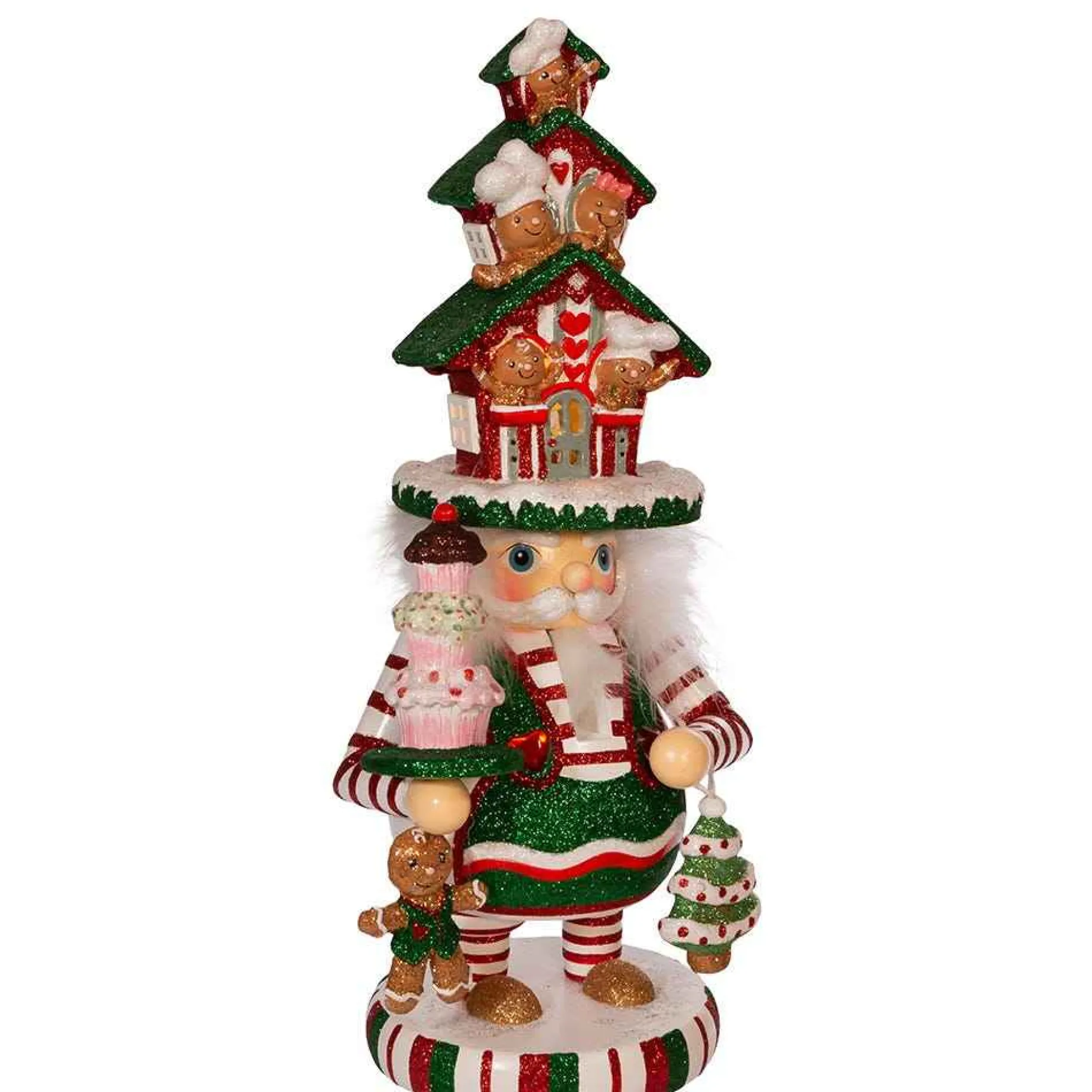 Kurt Adler Tabletop Items* 15-Inch Hollywood Battery-Operated Led Gingerbread House Hat Nutcracker
