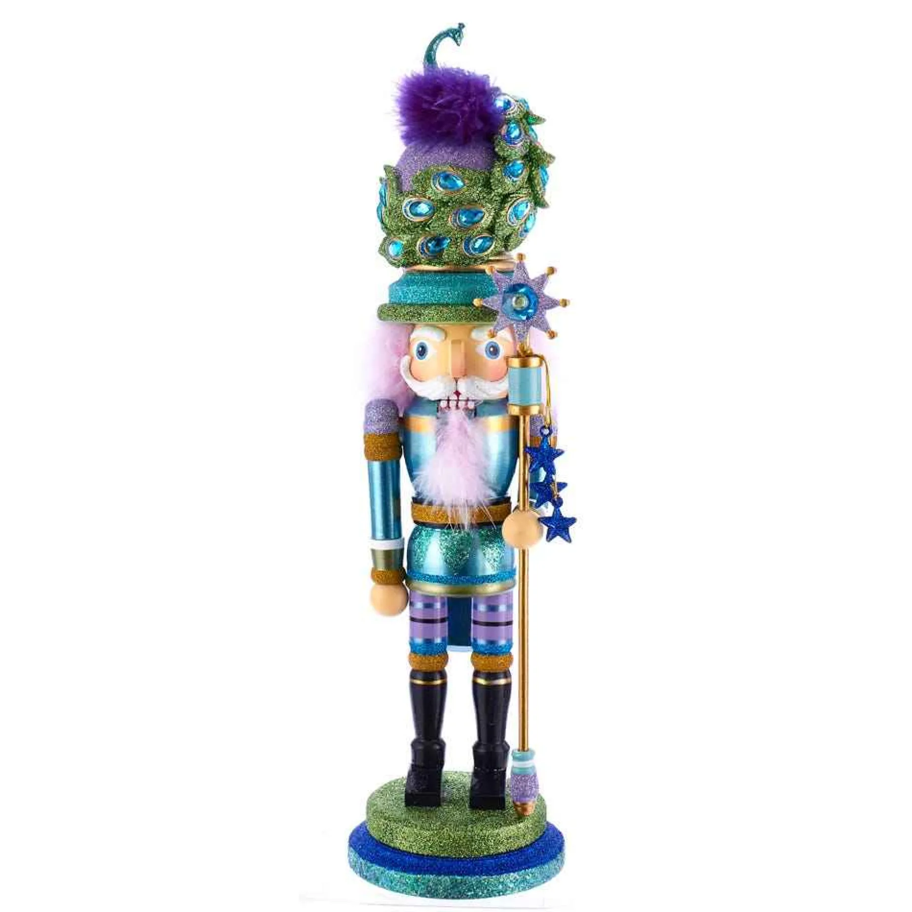 Kurt Adler Tabletop Items* 17.5-Inch Hollywood™ Peacock Hat Nutcracker