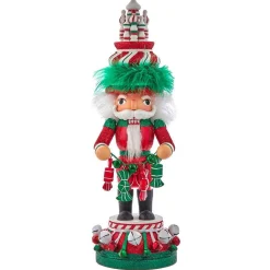Kurt Adler Tabletop Items* 15-Inch Hollywood Nutcrackers™ Red, White And Green Candy Tower Hat Nutcracker
