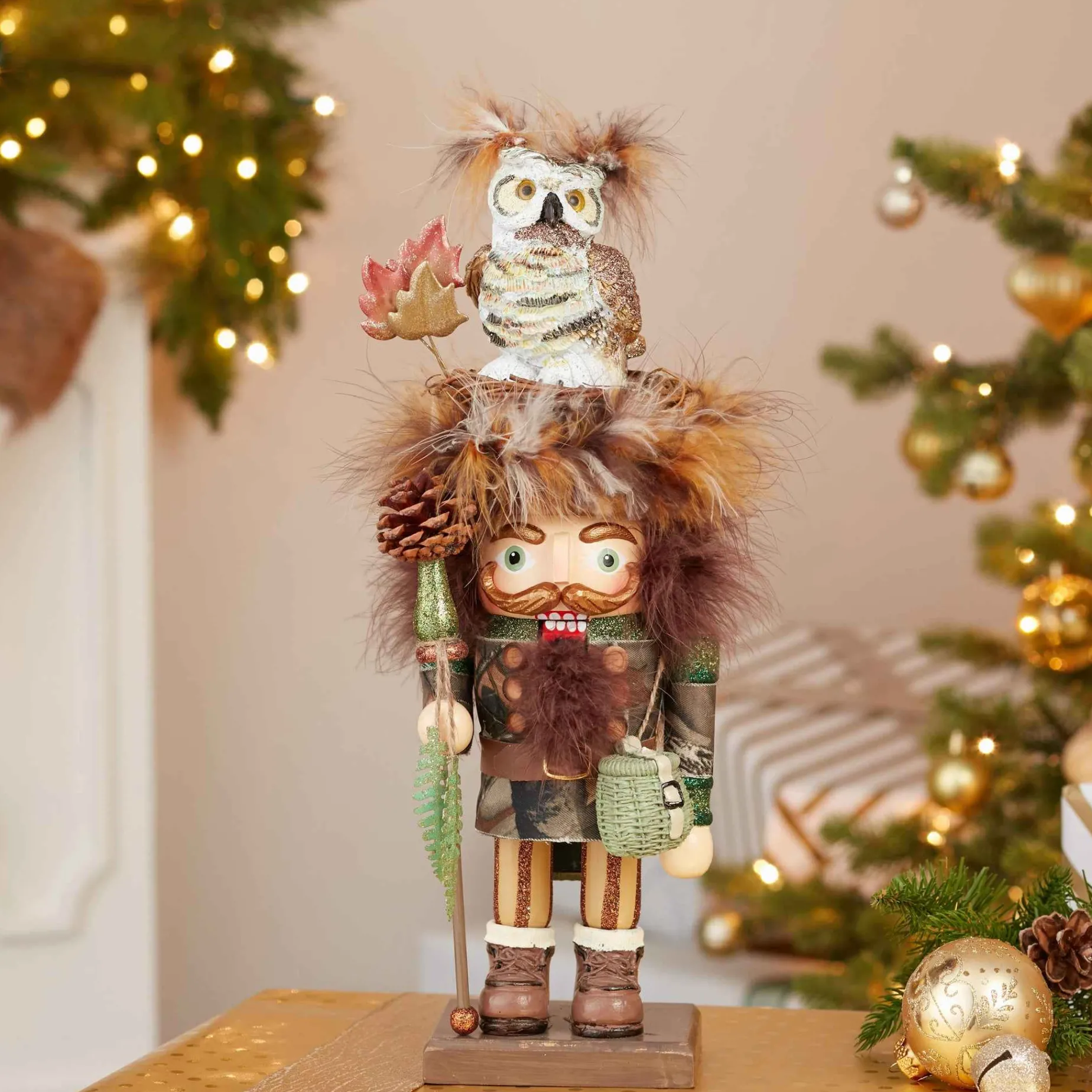 Kurt Adler Tabletop Items* 16-Inch Hollywood Woodsman Nutcracker With Owl Hat