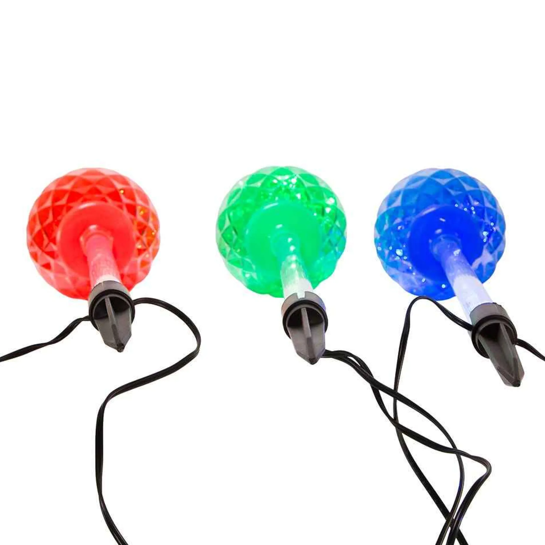 Kurt Adler Lawn And Outdoor Decor* 27.2-Inch Multi-Color Led Faceted C9 Yard Stakes, 3 Piece Set