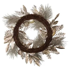 Kurt Adler Wreaths* 24-Inch Silver And Gold Champagne Rattan Wreath
