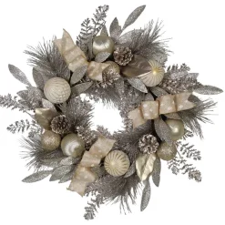 Kurt Adler Wreaths* 24-Inch Silver And Gold Champagne Rattan Wreath