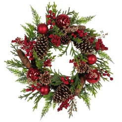 Kurt Adler Wreaths* 24-Inch Un-Lit Decorated Green Rattan Wreath