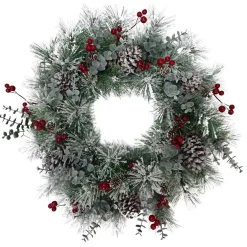 Kurt Adler Wreaths* 24-Inch Unlit Red Berries And Pinecone Wreath