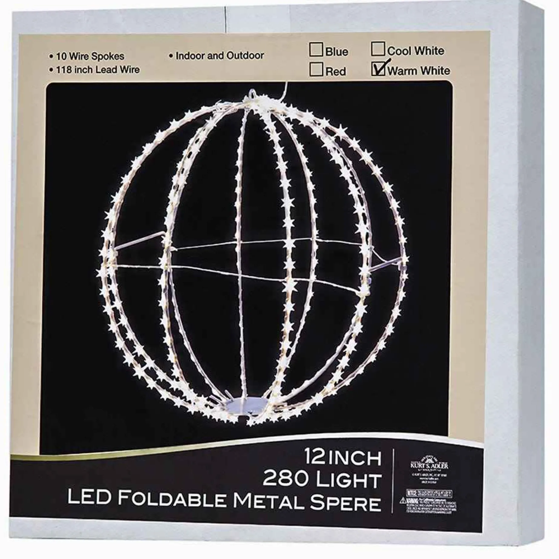 Kurt Adler Lawn And Outdoor Decor* 12-Inch Warm White Led Foldable Metal Sphere