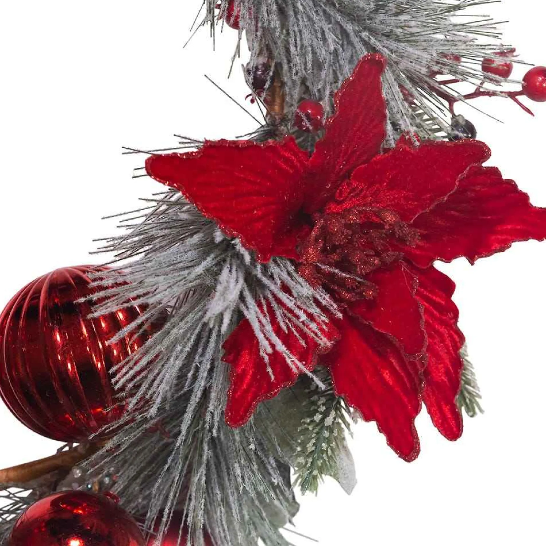 Kurt Adler Wreaths* 20-Inch Wreath With Red Berries And Poinsettia