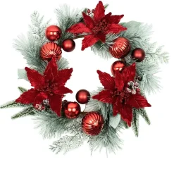 Kurt Adler Wreaths* 20-Inch Wreath With Red Berries And Poinsettia