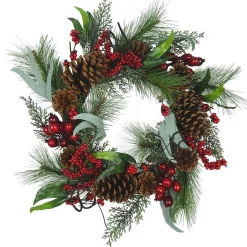 Kurt Adler Wreaths* 20-Inch Wreath With Red Berries, Leaves And Pinecones